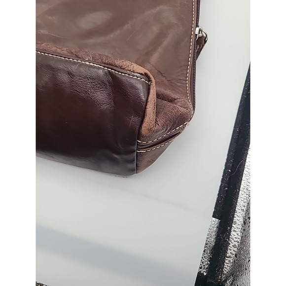 Giani Bernini Genuine Leather Portfolio Business Tote Brown Multi Pockets Zipper - Picture 12 of 16